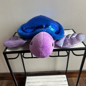 Adventure Planet Sequinimals Plush Turtle Sequin Purple Blue 12" Stuffed Reptile